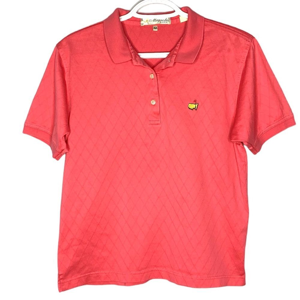 Magnolia lane women’s coral polo short sleeve master logo embroidery size med
